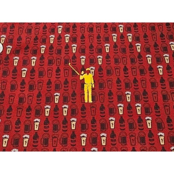 William Murray Polo Shirt Beer Glasses Pattern Men's XXL Red Golf Performance - Picture 2 of 11